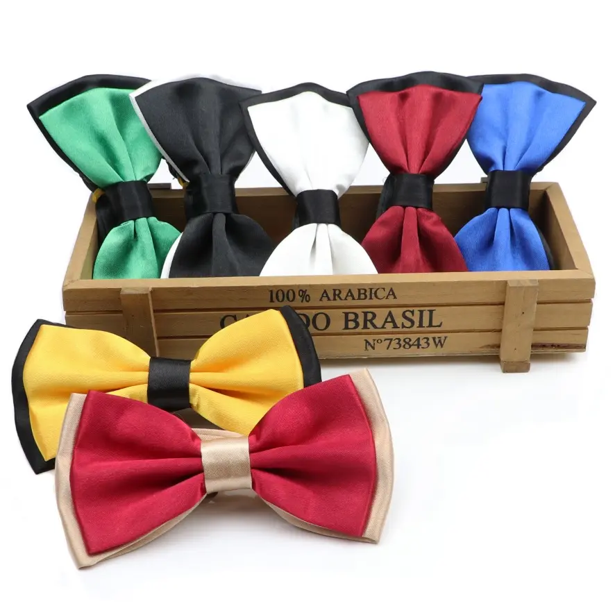 ZONFAZ Patchwork Color Bowties For Men Solid Marriage Shirt Satin Bow Ties Tuxedo Butterfly Cravat Two Tone Bowtie Accessories