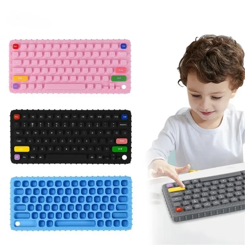 Keyboard Shape Teething Toy Silicone Baby Teether Toy for Babies 0-3 Months 3-6 Months Baby Chew Toy Sensory Toy