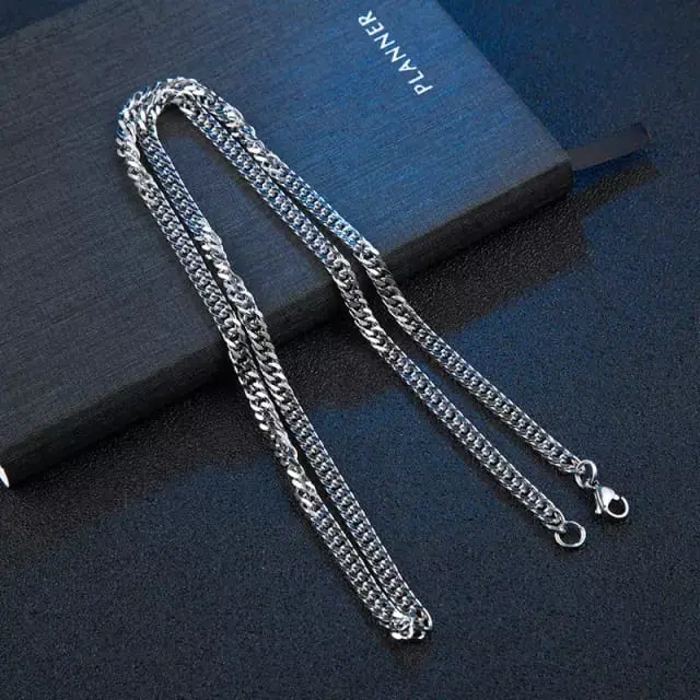 kalung viral tiktok titanium anti karat model rantai Laki-laki terbaru kekinian silver stainless jewellery 1