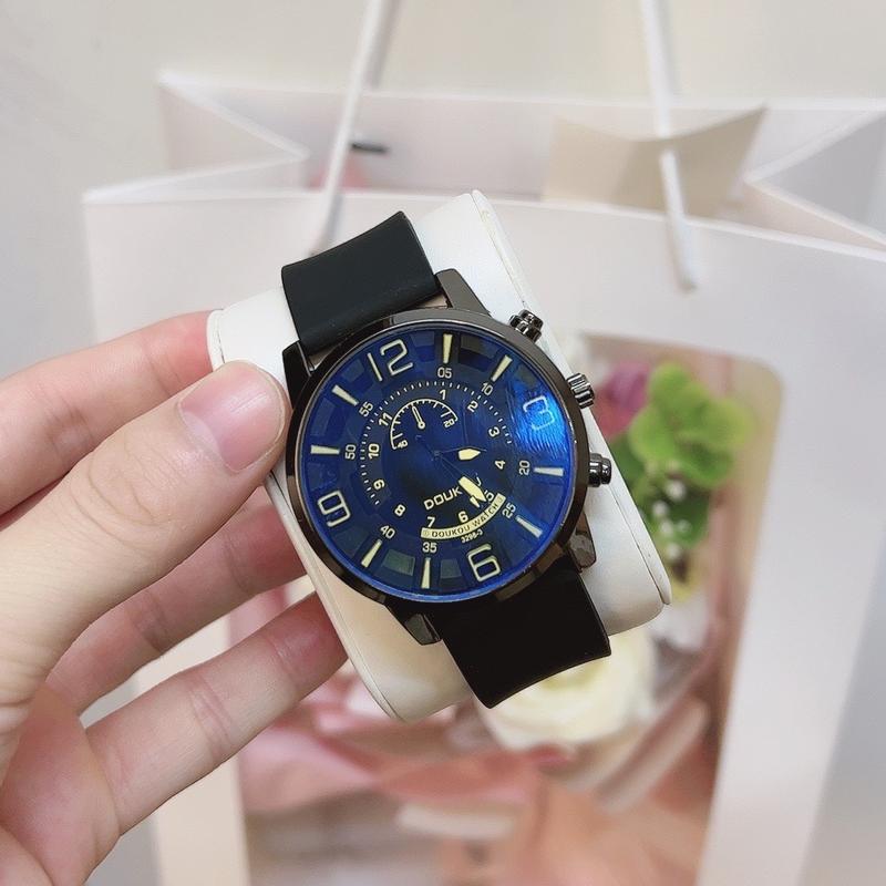 Doukou - đồng hồ mặt số xanh biển , kính, đổi màu đôi, thanh lịch, sang trọng, kinh doanh tốt. Hộp đựng đồng Đồng Hồ đeo tay, với dây đeo cổ tay