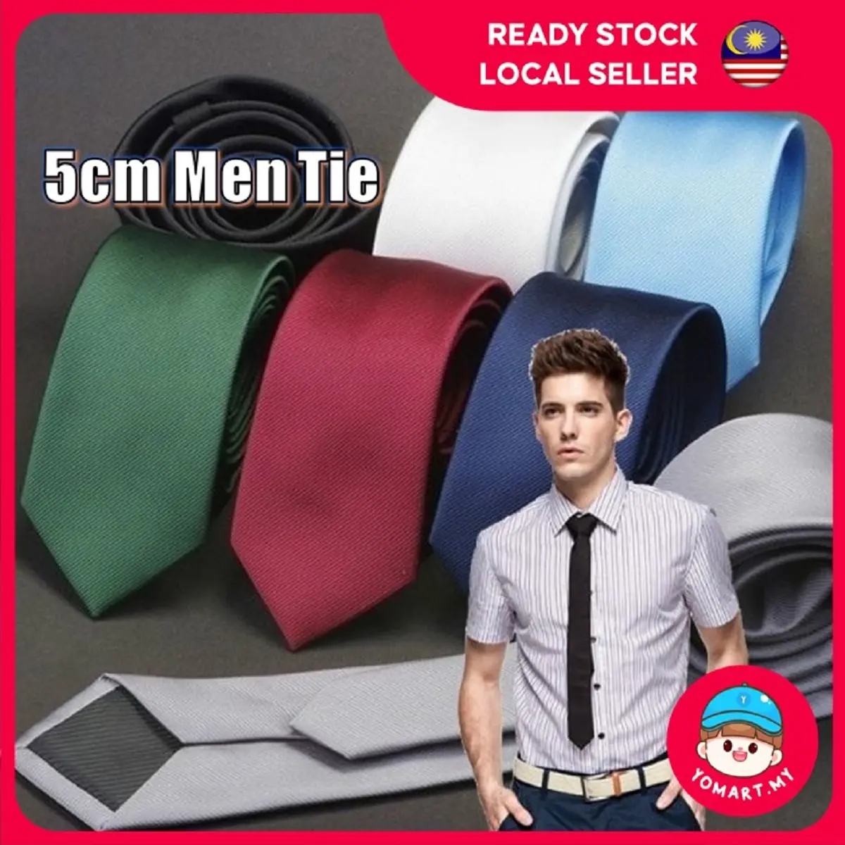 5cm Men Solid Color Formal  Neck Tie Necktie Clip