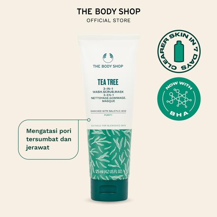 Gambar The Body Shop Tea Tree 3 in 1 Face Wash Scrub Mask 125ml dari The Body Shop Indonesia Store Kota Tangerang Selatan Tokopedia
