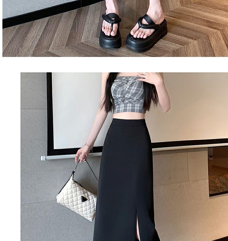 Product Introduction of Women's Korean-Style Thin Skirt Elastic Waist High-Waisted Skirt Mid-Length All-Matching Fit A- line Skirt 2024 6