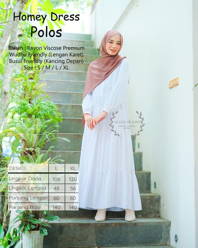 NASHWA Wear - BLACK and WHITE Dress Series POLOS Couple Ibu dan Anak - Katun Rayon Premium Gamis Muslim 2