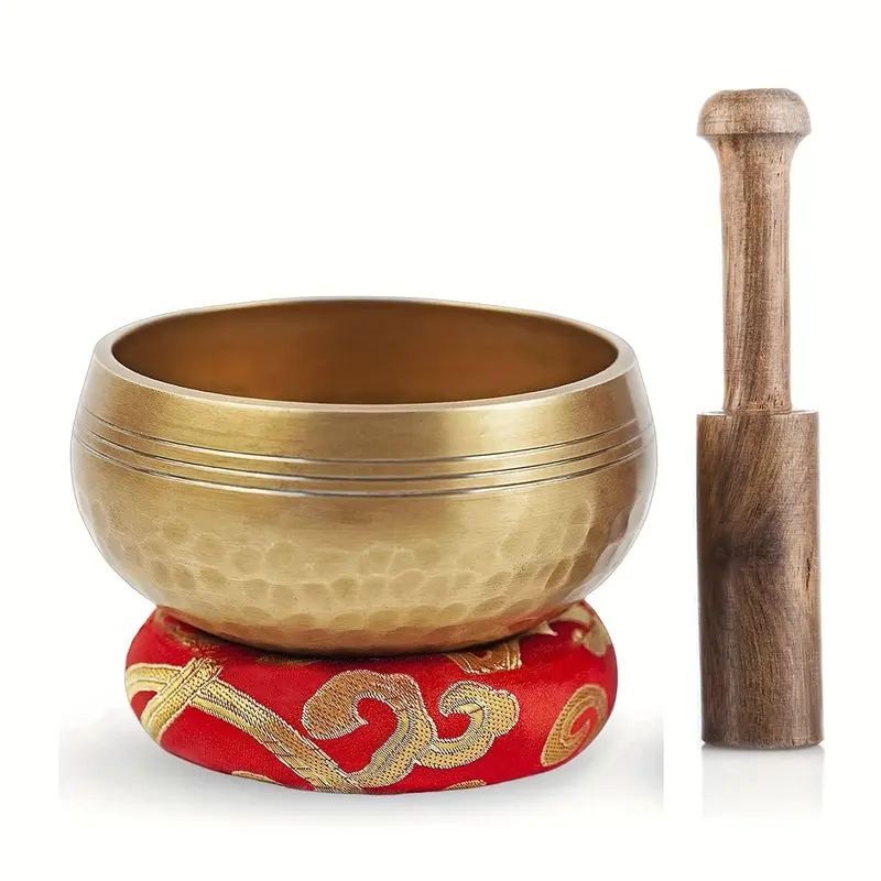 Meditation Sound Bowl Set, 1 Count Meditation Sound Bowl & 1 Count Wooden Hammer & 1 Count Drawstring Bag, Meditation Instrument for Yoga, Meditation, Mindfulness 4