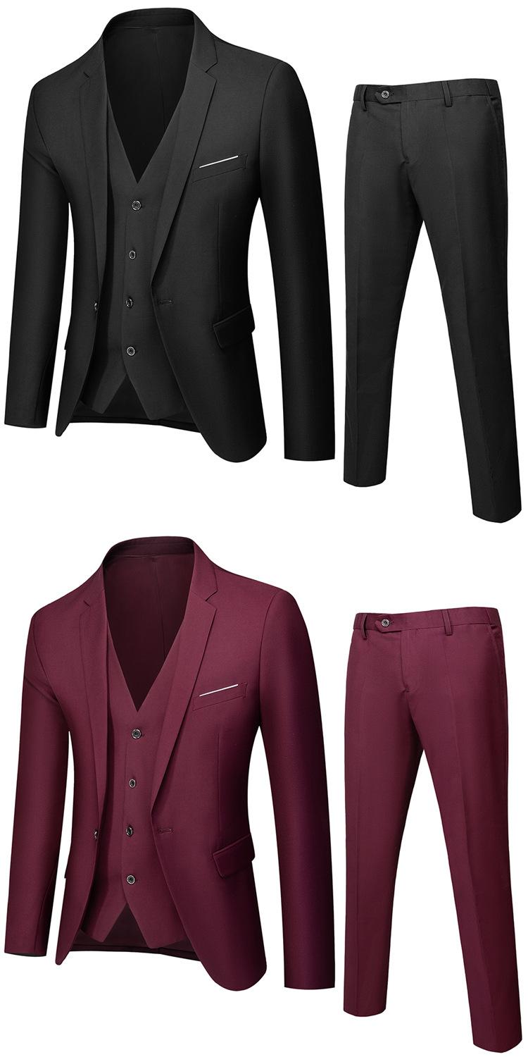 Product Introduction of Men's Sut Slim Fit, 3 Piece Set, Korean Style Wedding Groom Blazer & Pants, Business Formal Office Wear, Prom Party Dinner Jacket, Free Shipping 10