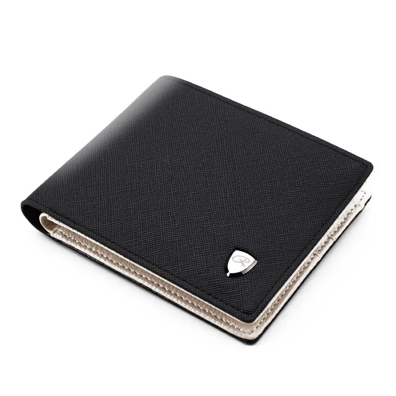 Men's short wallet horizontal solid color simple wallet men's student thin folding wallet silver bag
