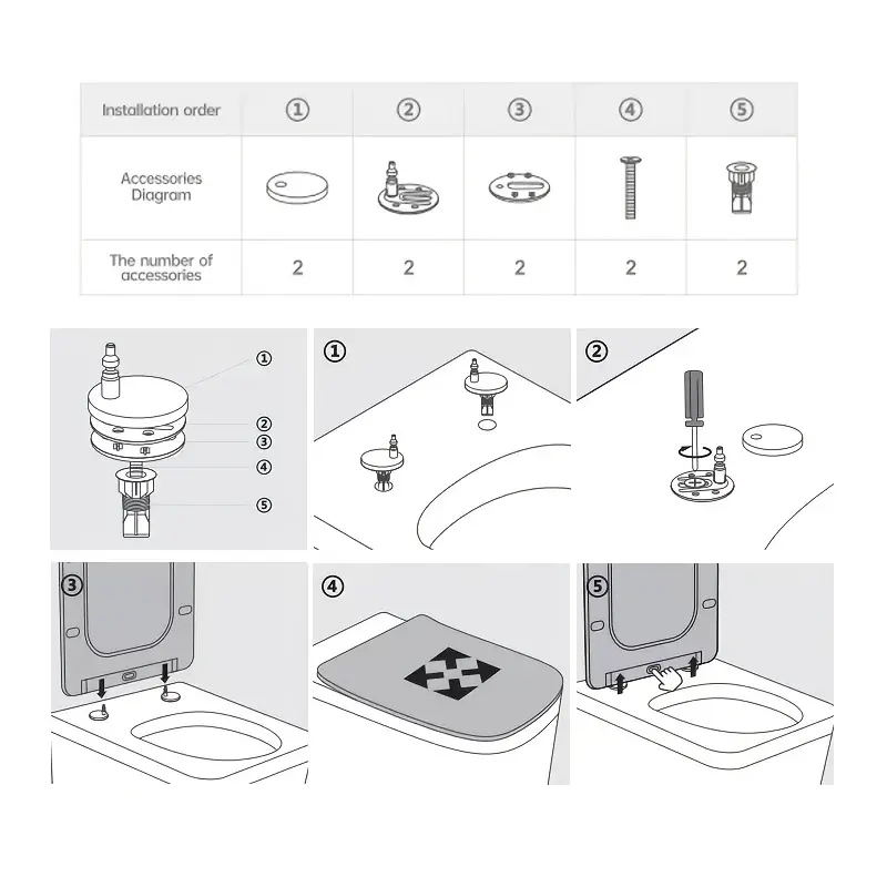 [Quiet Toilet Seat] 1pc Soft & Ergonomic Quiet Close Toilet Seat Cover, Thickened PP Plastic Bowl Lid | Easy Clean, Non-Textile, No Electricity Needed for Bathroom Comfort 8