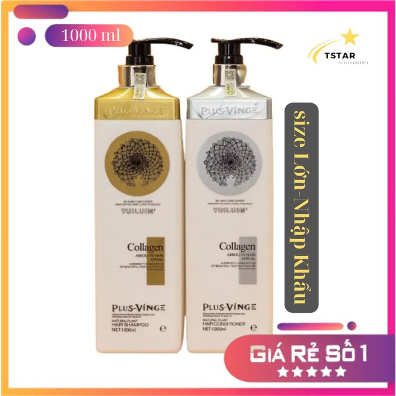 Cặp Dầu Gội Xả Collagen Plus Vinge 1000ml Hàng Nhập Khẩu | Ngăn Ngừa Tóc Gãy Rụng Phục Hồi Tóc Khô Xơ Hư Tổn combo Dưỡng Tóc dầuxả