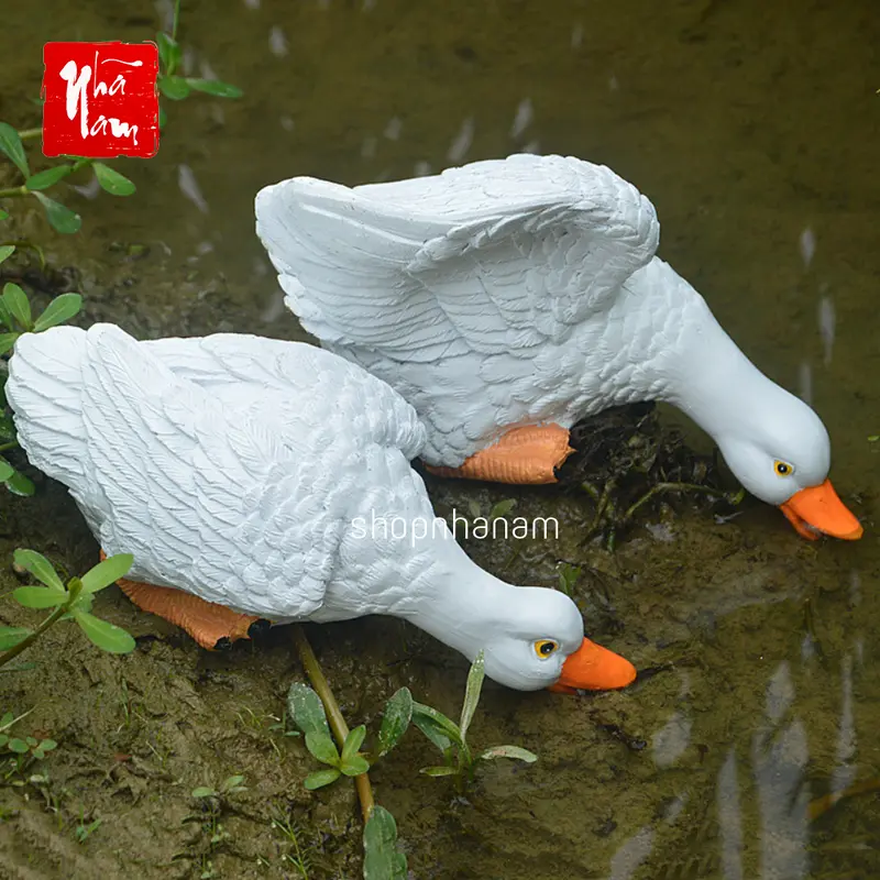 Cặp tượng vịt size lớn bằng resin trang trí vườn cây tiểu cảnh decor nhà cửa 3