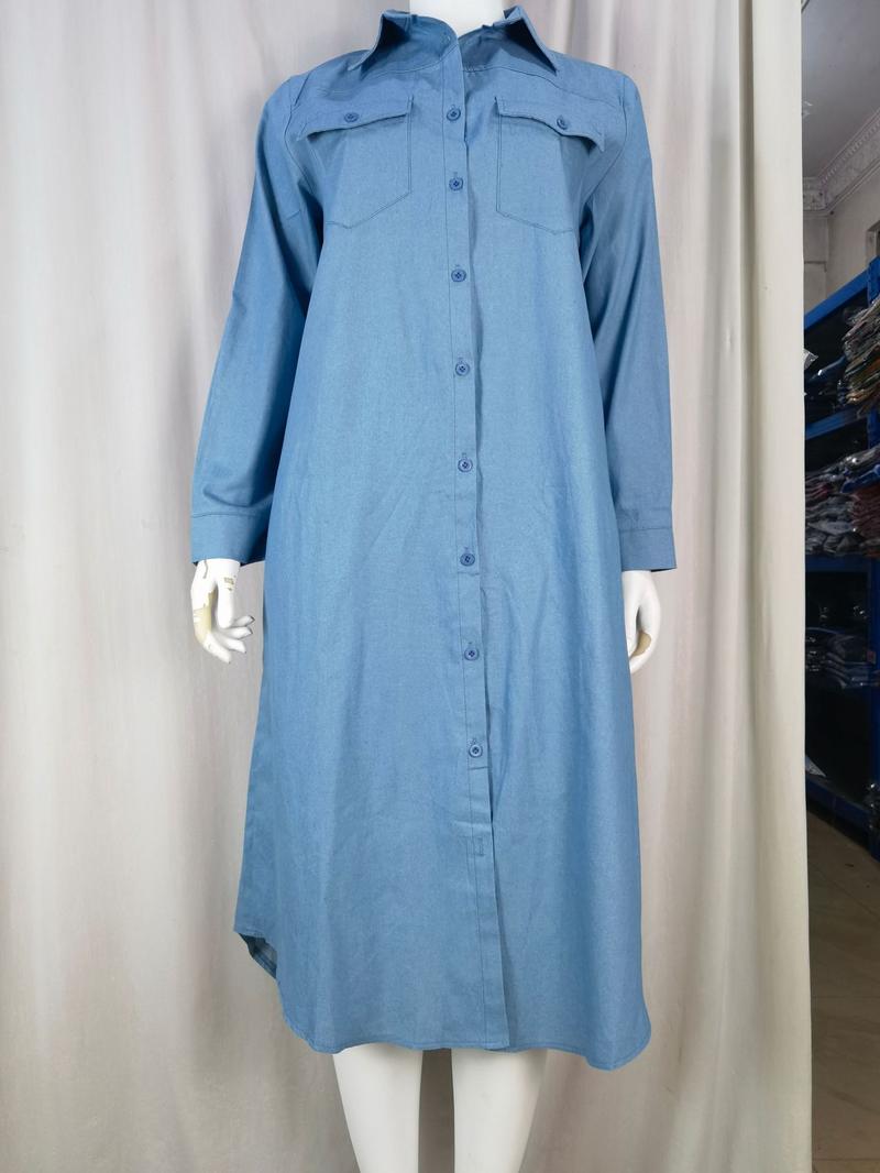 Product Introduction of 2024wish Popular Denim Long Skirts New Blouse Collar Denim Casual Skirt Dress 17