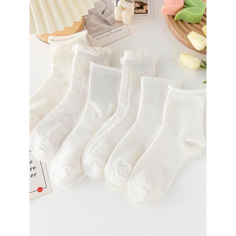 Set 10 Đôi Tất Nữ Cao Cổ Trắng Phong Cách Vintage Tiểu Thư Siêu Hot 5