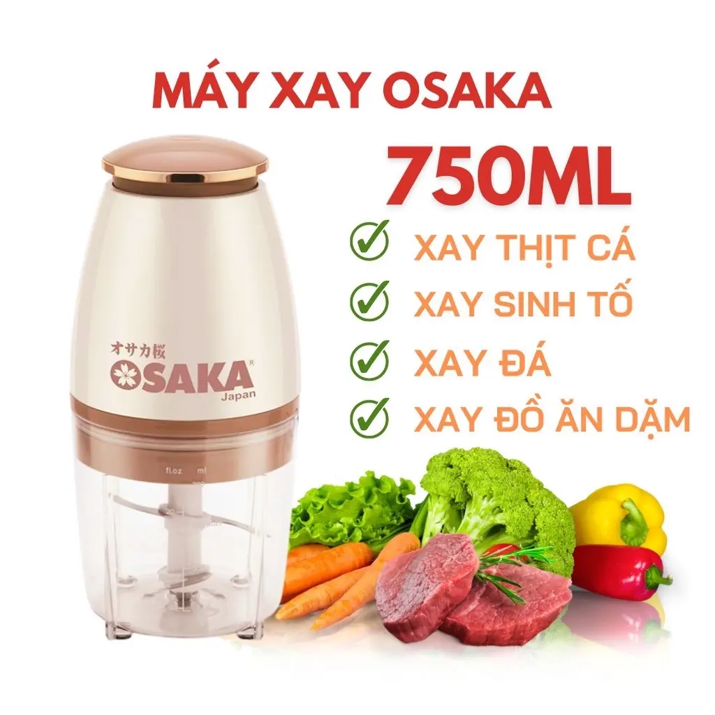 Máy Xay Đa Năng Osaka Nhật Bản - Máy Xay Sinh Tố, Thịt Cao Cấp, Lưỡi Dao Lớn Không Gỉ