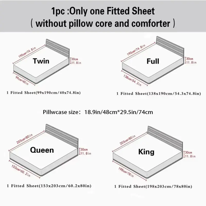 Solid Color Geometric Pattern Waterproof Fitted Sheet without Pillowcase, 1 Count Soft Comfortable Mattress Topper, Mattress Protector for Home , Hotel 1