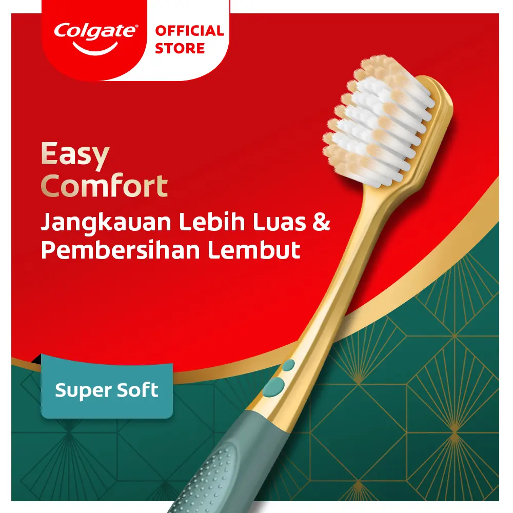 Colgate Sikat Gigi Easy Comfort Gusi Mulut, Sikat Gigi Kepala Lebar, Membersihkan Menyeluruh, Melindungi Lapisan Gigi, Melindungi Enamel
