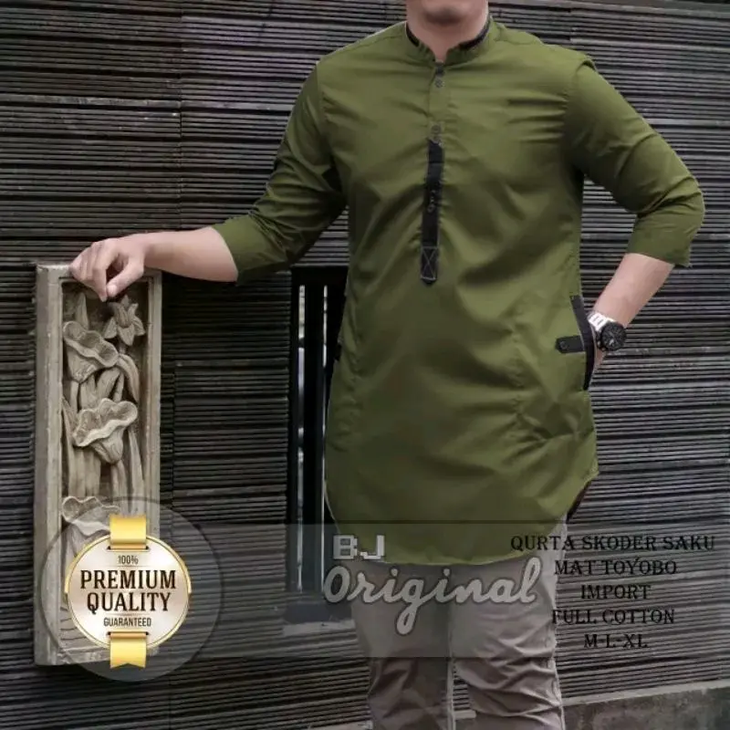 Koko kurta modern kurta Pakistan lengan 3/4 Matt katun toyobo import adem serap kringat Lembut