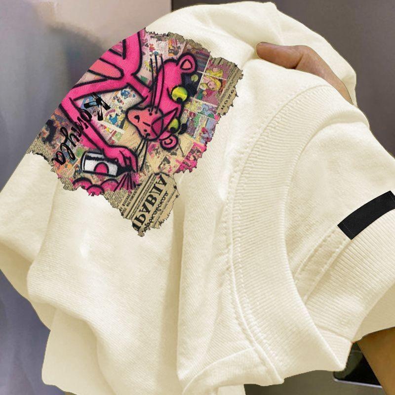 Áo Thun, Bộ Sưu Tập Mùa Hè Mới, Họa Tiết Da Báo Hồng, In Hình Hoạt Hình, Ngắn Tay, Làm Bằng Bông, Dành Cho Nữ, Phong Cách Thoải Mái, D076