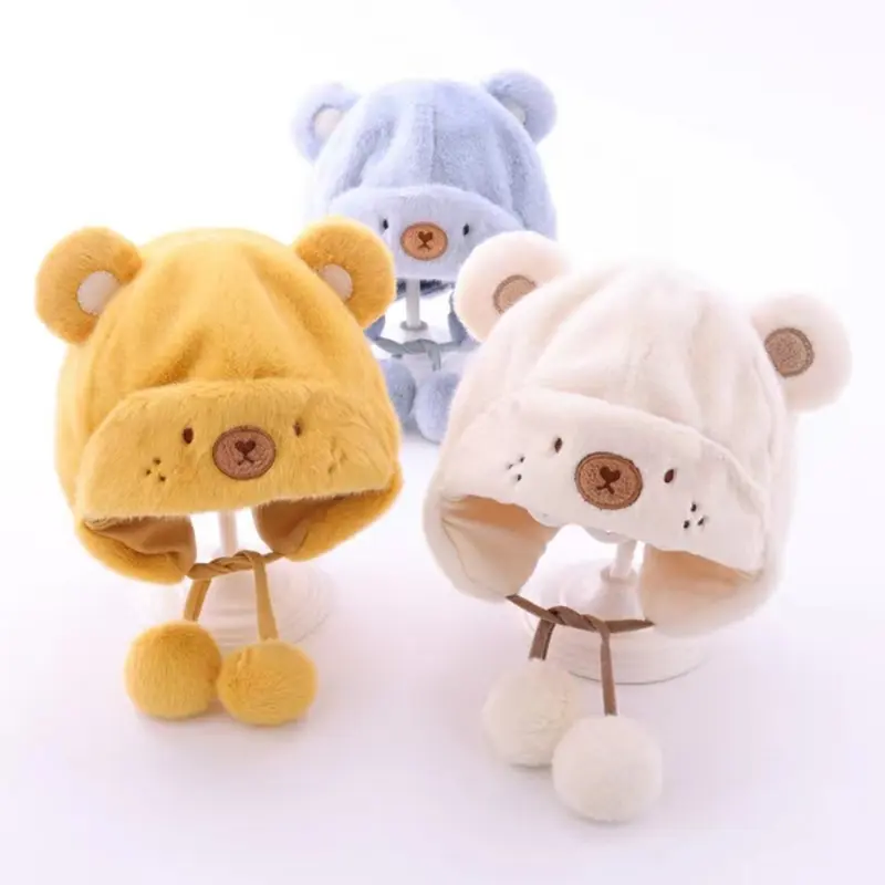 Mũ Nhồi Bông Mềm Mại, Thiết Kế Em Bé Lông Dễ Thương, Chống Gió, Bảo Vệ Lạnh Và Ấm, Mũ Len Làm Ấm Hơn, Mềm Mại Và Thân Thiện Với Da, Thoáng Khí, Thích Hợp Cho Các Hoạt Động Ngoài Trời, Dày Để Bảo Vệ Tai, Chống Gió Và Thoáng Khí, Mềm Mại 2