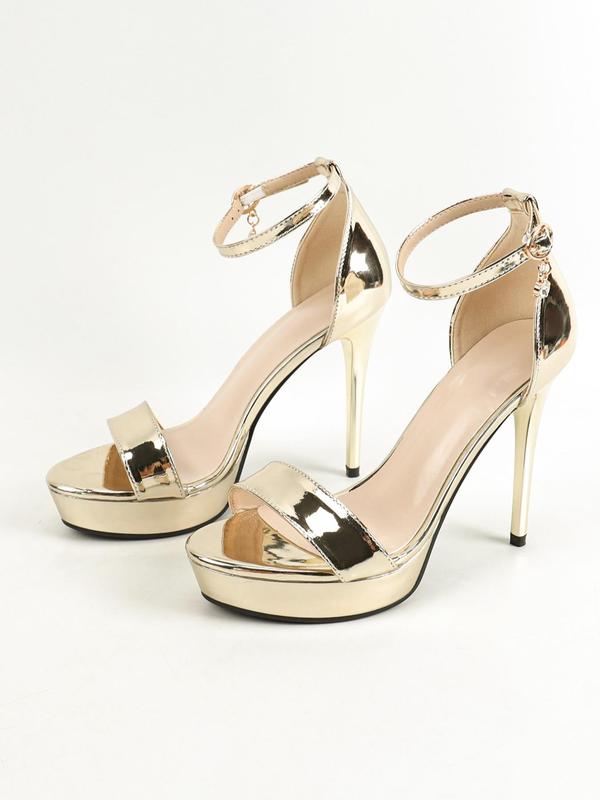 Women's High Stiletto Sandals, 1 Pair Fashion Rhinestone Decor Buckle High Heel Sandals for Party, Elegant All-match High Heel Sandals for Banquet, Daily Clothing Decor 4