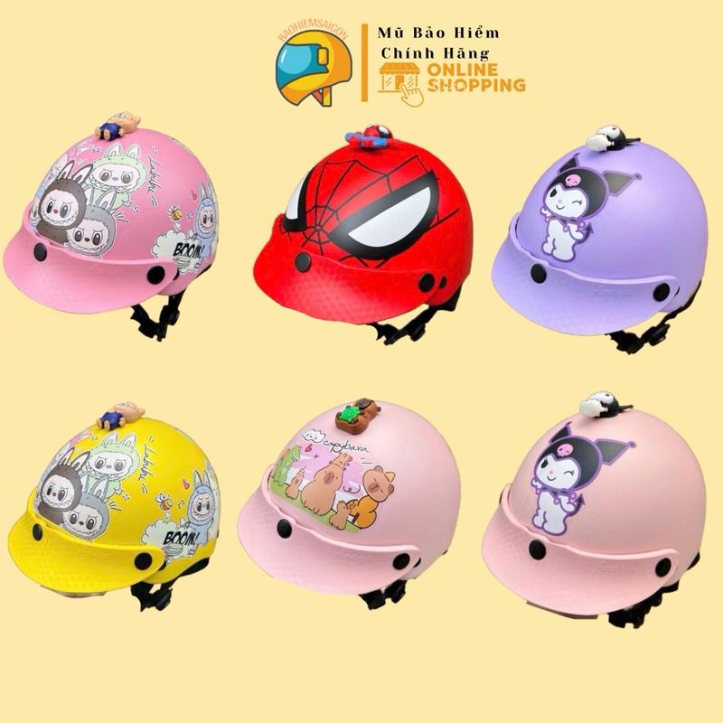  Nón Bảo Hiểm 1 2 Trẻ Em 3D Cho Bé Từ 3-7 tuổi nhiều hình Labubu Cappypara cute Helmet 