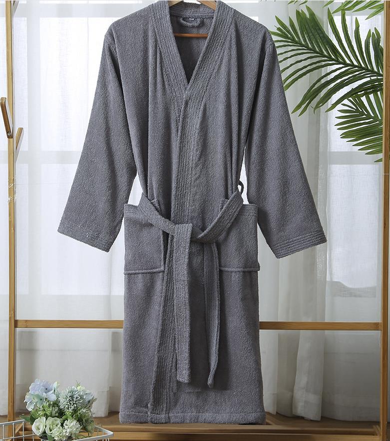 Product Introduction of Robe Hotel Absorbent Bathrobe  Nightgown Terry Material Simple Yukata Beauty Salon Robe Nightwear New Autumn 17