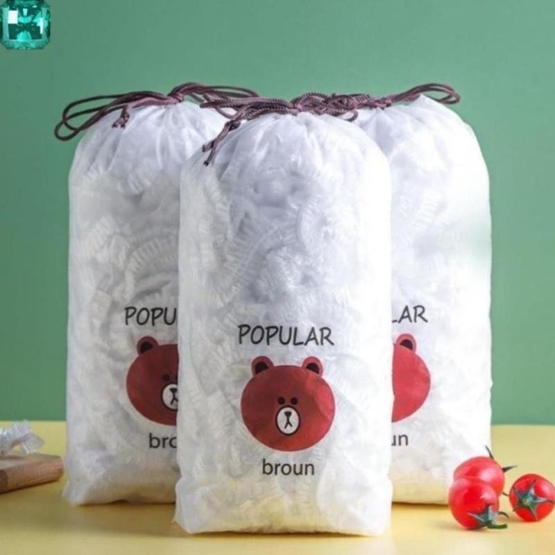 [Combo 10 túi] ￼Túi màng bọc thực phẩm co giãn siêu dai có chun kèm túi gấu - Mũ chùm đầu dùng 1 lần tiện lợi