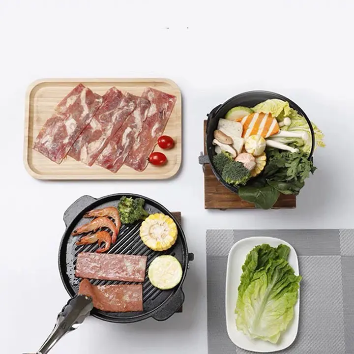 SIÊU RẺ- Chảo Gang Nướng Thịt,Chiên Bò Bít Tết Chống Dính Vân Sóng Chống Dính Cao Cấp 24CM chảo dầu 2