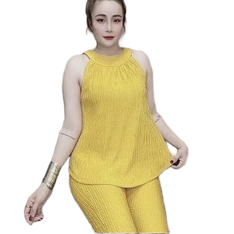 Đồ Bộ Nữ Mặc Nhà Áo Cổ Yếm Quần Lửng Vải Thun Xốp Nhật Có Túi L3 - Women áo ngủ stm Nhung