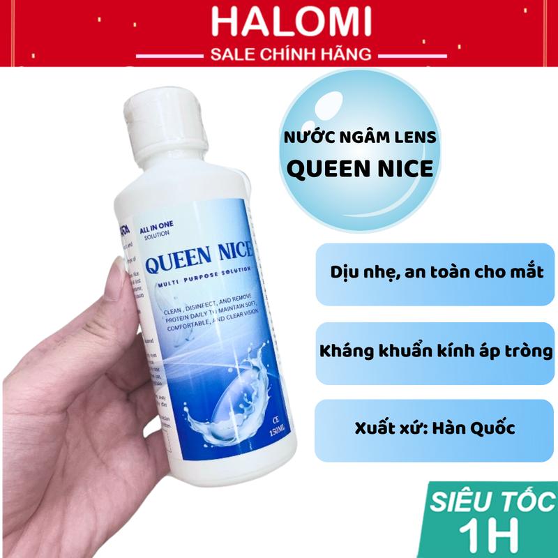 Nước ngâm lens và nhỏ mắt QUEEN NICE nước rửa lens chai lớn 150ml, nước nhỏ, dụng cụ đeo lens