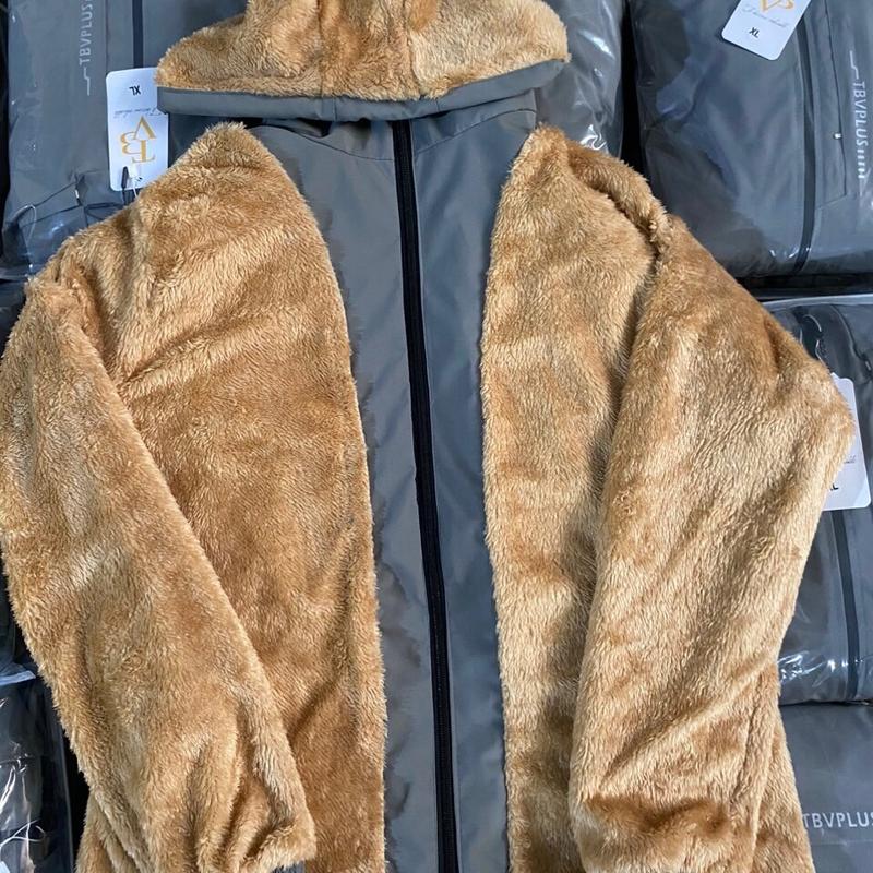 Áo khoác lót lông nam nữ, áo khoác có mũ tháo rời, cản gió, mưa, bụi, lớp lông cừu ấm áp giữ nhiệt tốt cho cơ thể Jacket Nón Menswear Cổ Cao