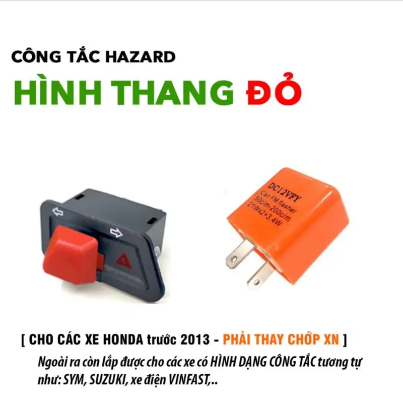 Công tắt HAZARD màu đỏ xe máy (hàng chuẩn) 1