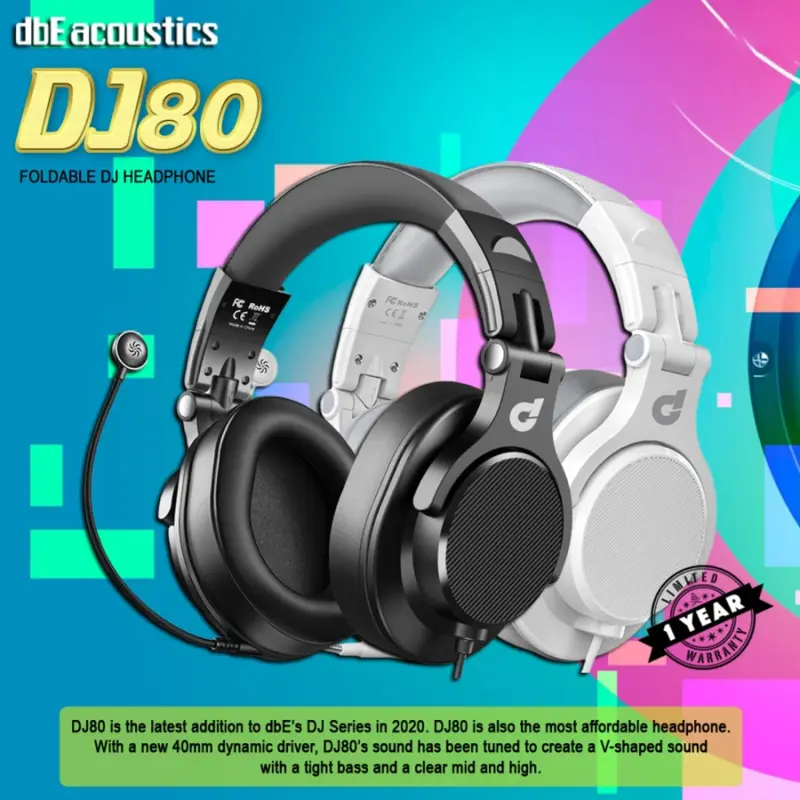 dbE Acoustics DJ80 High Quality Foldable DJ Headphone 0