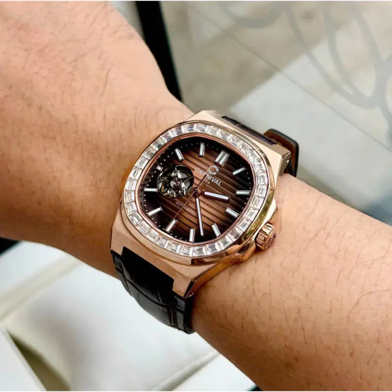 Đồng hồ nam Carnival 8128G  automatic lộ tym niềng dá vàng dây da sang trọng [ MPWatch - Bảo hành 5 năm ] 5