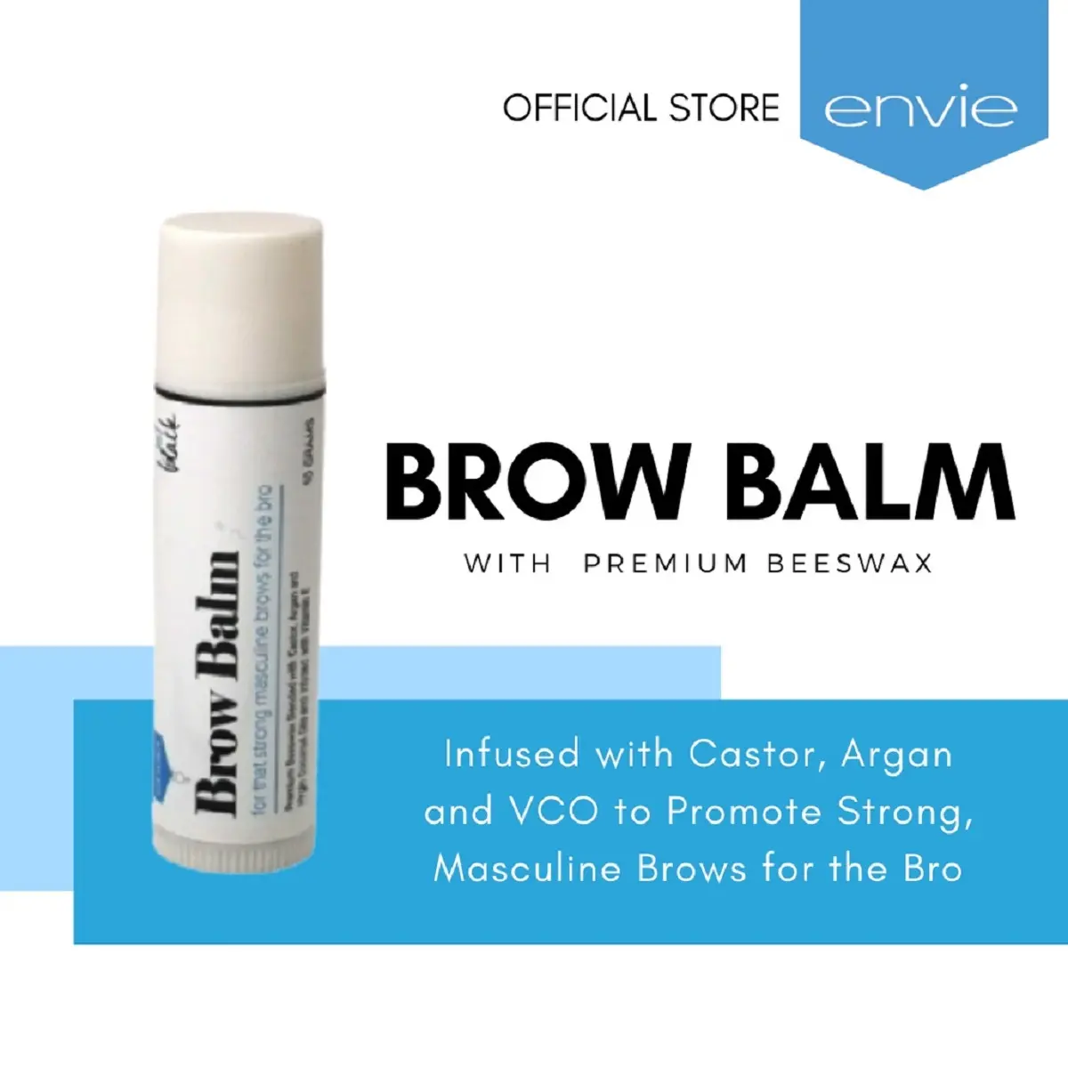 Envie Brow Balm for Men | Brows for Bros Coconut Argan Fragrance Makeup Comfort Cosmetic