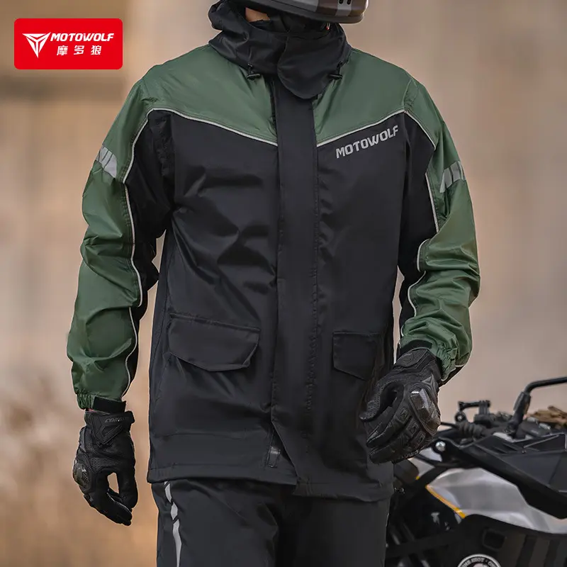 Motorcycle Raincoat Reflective Portable Split Raincoat Upgraded Color Block Hidden Shoe Cover Waterproof Cycling Raincoat