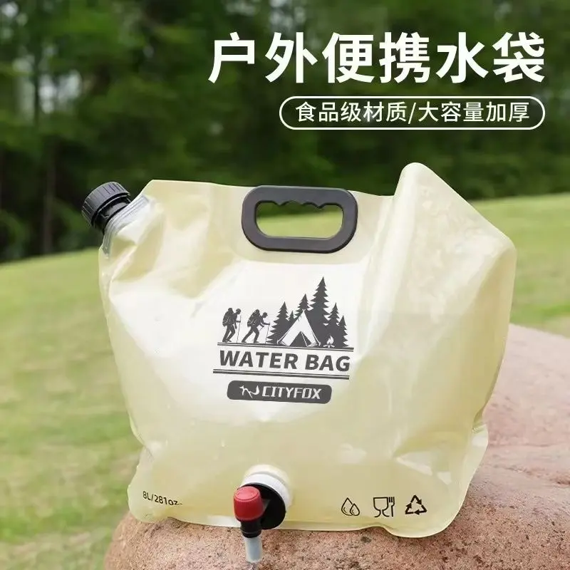 Túi Nước Cầm Tay Sử Dụng Ngoài Trời, Có Thể Gập Lại, Có Vòi, Dung Tích Lớn, Làm Bằng Nhựa, Thích Hợp Cho Du Lịch, Cắm Trại Và Ô Tô, Túi Nước Nam Camping
