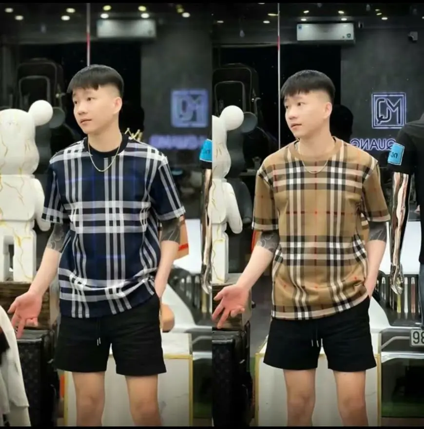 Áo thun nam phối sọc Cotton co dãn Forn đẹp 2024 - Mẫu đang thịnh hành - Menswear, Cổ Tròn
