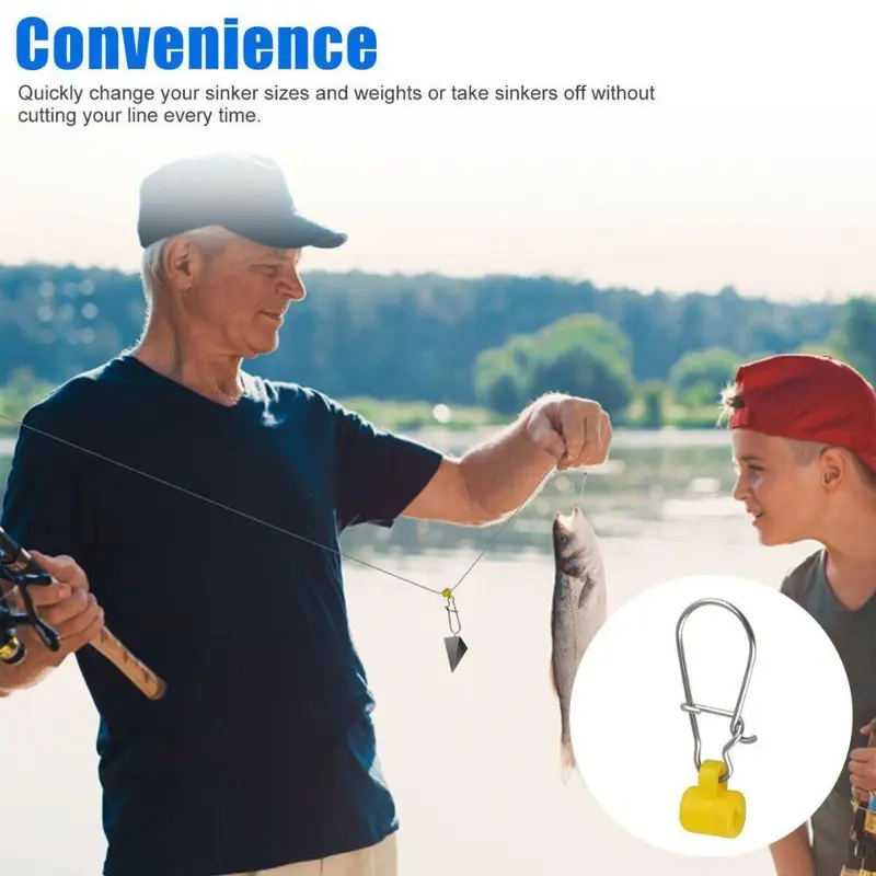 Fishing Sinker Slide with Hooked Snap, 20pcs Stainless Steel Fishing Line Connector, Fishing Gear Set, Outdoor Fishing Accessories 7
