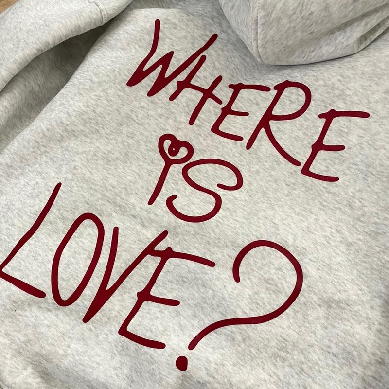 Áo khoác nỉ bông WHERE IS LOVE dày mịn có 2 túi trong 2 túi ngoài mũ 2 lớp