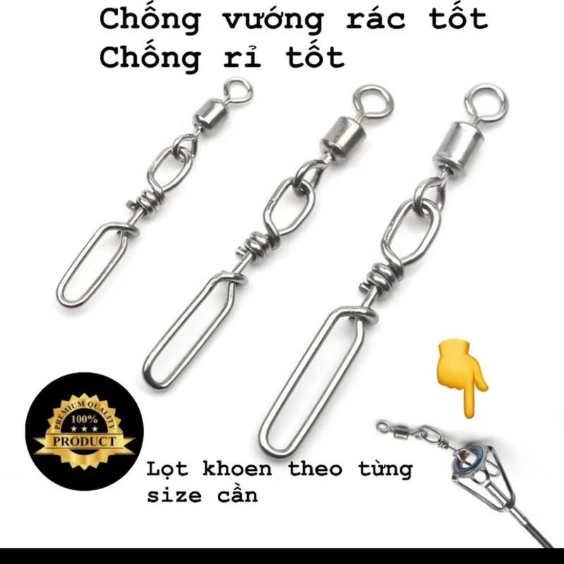  Bịch 10 Khóa Snap Lọt Khoen - Size L lắp cá sắt được -  Tặng 5 chụp chì chống lật  Đi Câu Fishing Bắt Cá Câu Cá 
