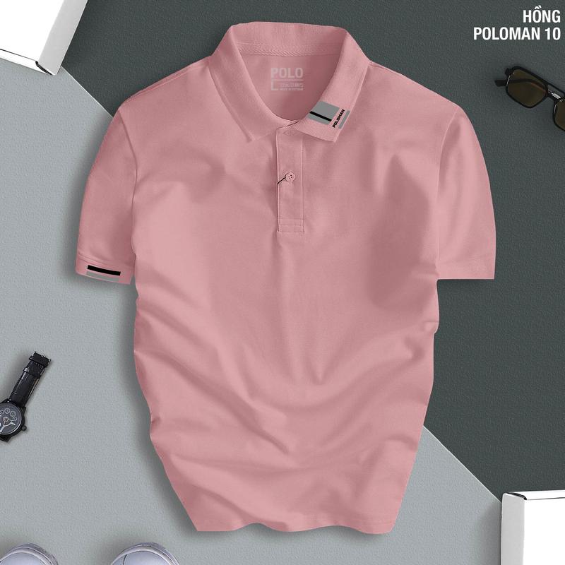 Áo phông POLOMAN 10 cổ bẻ BASIC CVC vải cá sấu sang trọng, lịch lãm, thoáng mát Menswear Có Cổ Ngắn Tay thời trang công sở thường  áo polo thông thường sang trọng Shirt