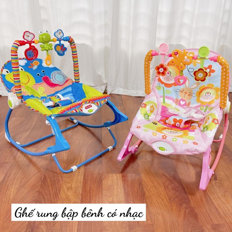 Ghế rung cho bé, giúp bé ngồi ăn dặm, nằm chơi, thanh đồ chơi có nhạc vui nhộn