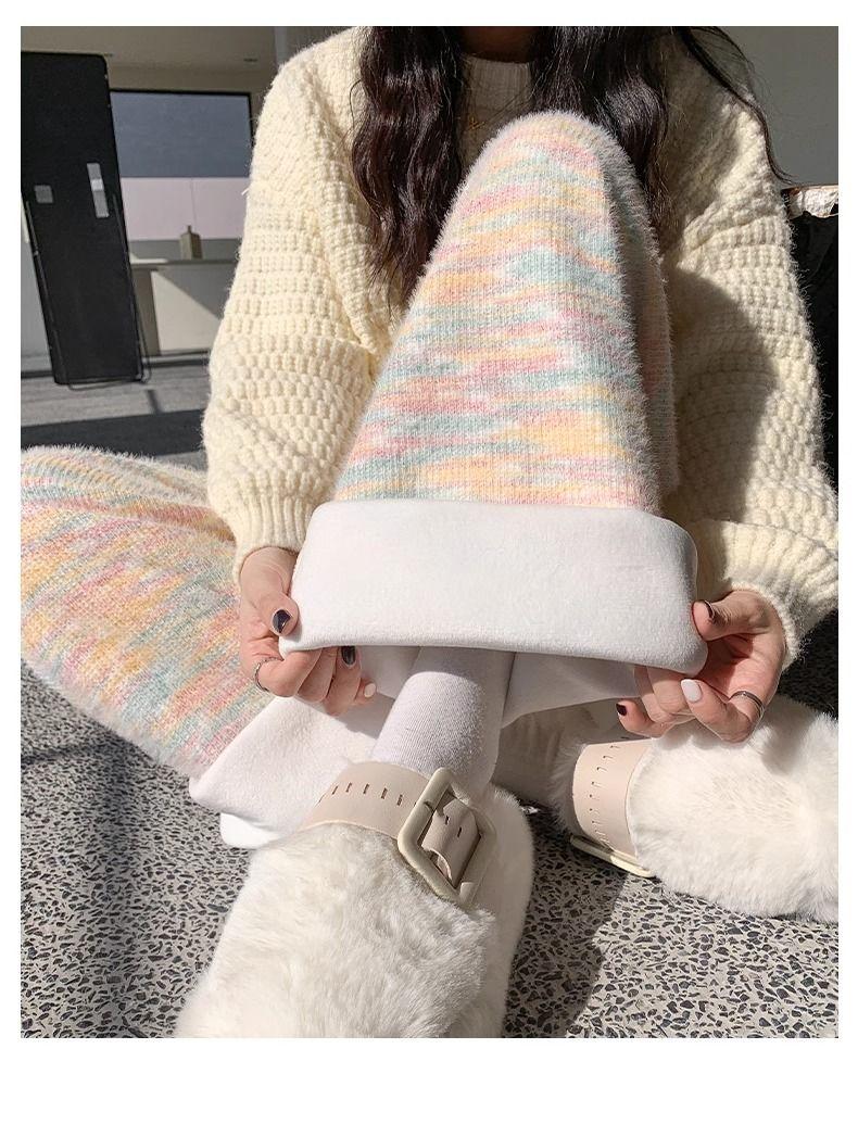 Product Introduction of Rainbow Color Glutinous Rice Pants Women's Autumn and Winter 2023 New High Waist Drooping Soft Glutinous Wide-Leg Pants Casual Knitted Fleece Padded Pants 21