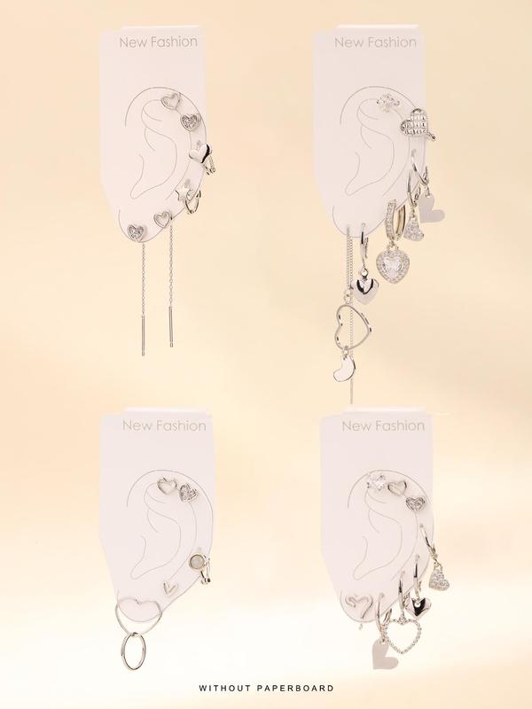 Cute Heart & Star Design Earrings Set, Fashion Jewelry for Party, Daily Clothing Decor, Trendy All-match & Exquisite Jewelry for Birthday Gift 0