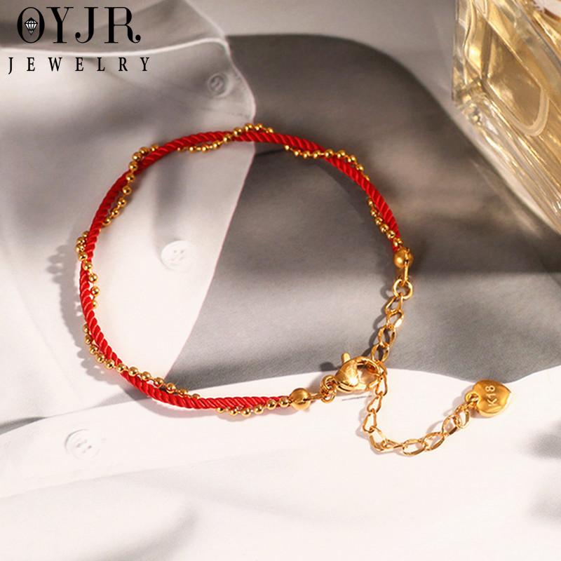 OYJR Phụ nữ chống gỉ Titan Lắc chân dây đỏ đơn giản may mắn thời trang Titan đồ trang sức phong cách Hàn Quốc 3