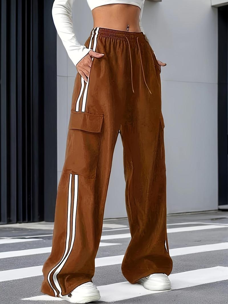 Product Introduction of Women's Pocket Design Cargo Pants, Casual Street Straight Leg Trousers for Daily Wear, Ladies Bottoms for All Seasons 4