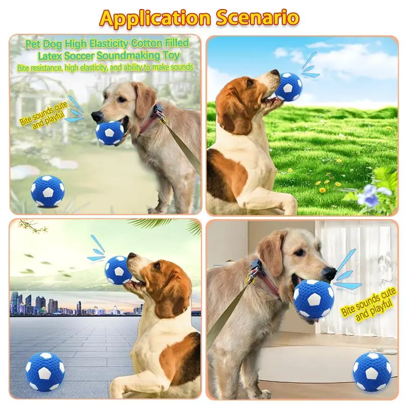 Durable Dog Soccer Ball Toy, Durable Rubber Latex Ball Toy for Pets Dogs Outdoor Training & Playing, Fun Indoor Pet Toy Ball 5