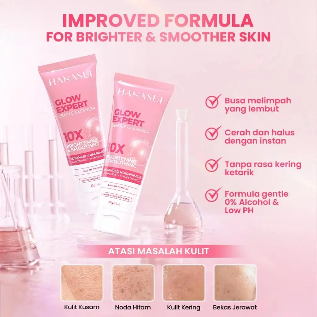 Hanasui Skincare Series Flawless Glow & Acne Treatment | Facial Wash | Toner | Day Cream | Night Cream Wajah Berjerawat Niacinamide