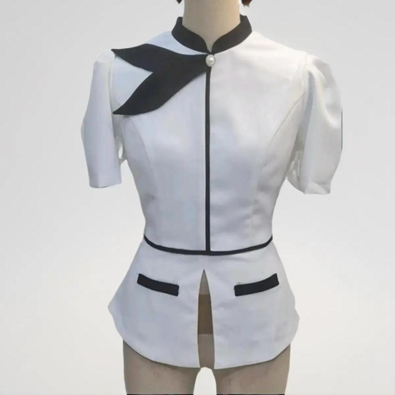 Áo thiết kế nhà may Hậu Yến A6 cổ tàu vạt chéo 2 lớp CHẤT tuyết mưa