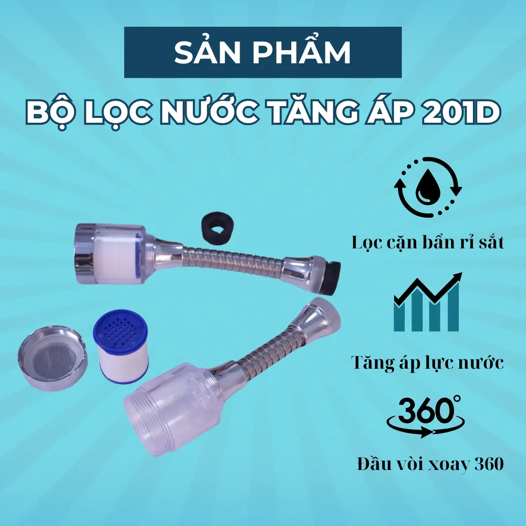 ( 1 đầu lọc + dây nối dài ) Đầu lọc vòi nước MS 201D giúp lọc nước sạch hơn, loại bỏ tạp chất, kim loại và tăng áp lực nước, tiết kiệm nước